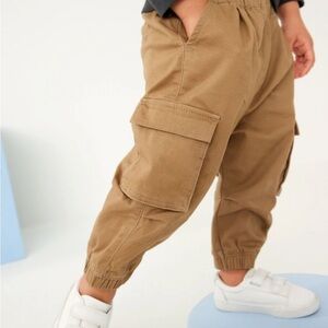 Next Tan Brown Cargo Trousers Size 5-6 Years 100% Cotton NWOT